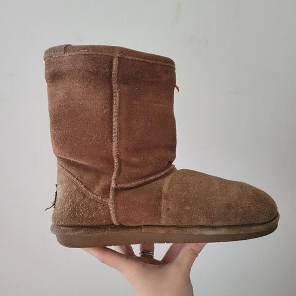 Bearpaw Emma Boots Suede Sheepskin Lining 7 Brown - Picture 3 of 12